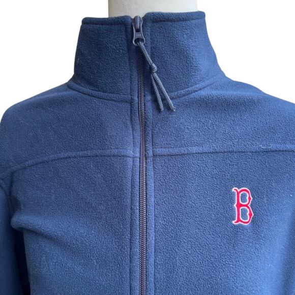 Boston Red Sox Navy Blue Fleece Jacket Full Zip Embroidered B Size L Antigua - Picture 2 of 11